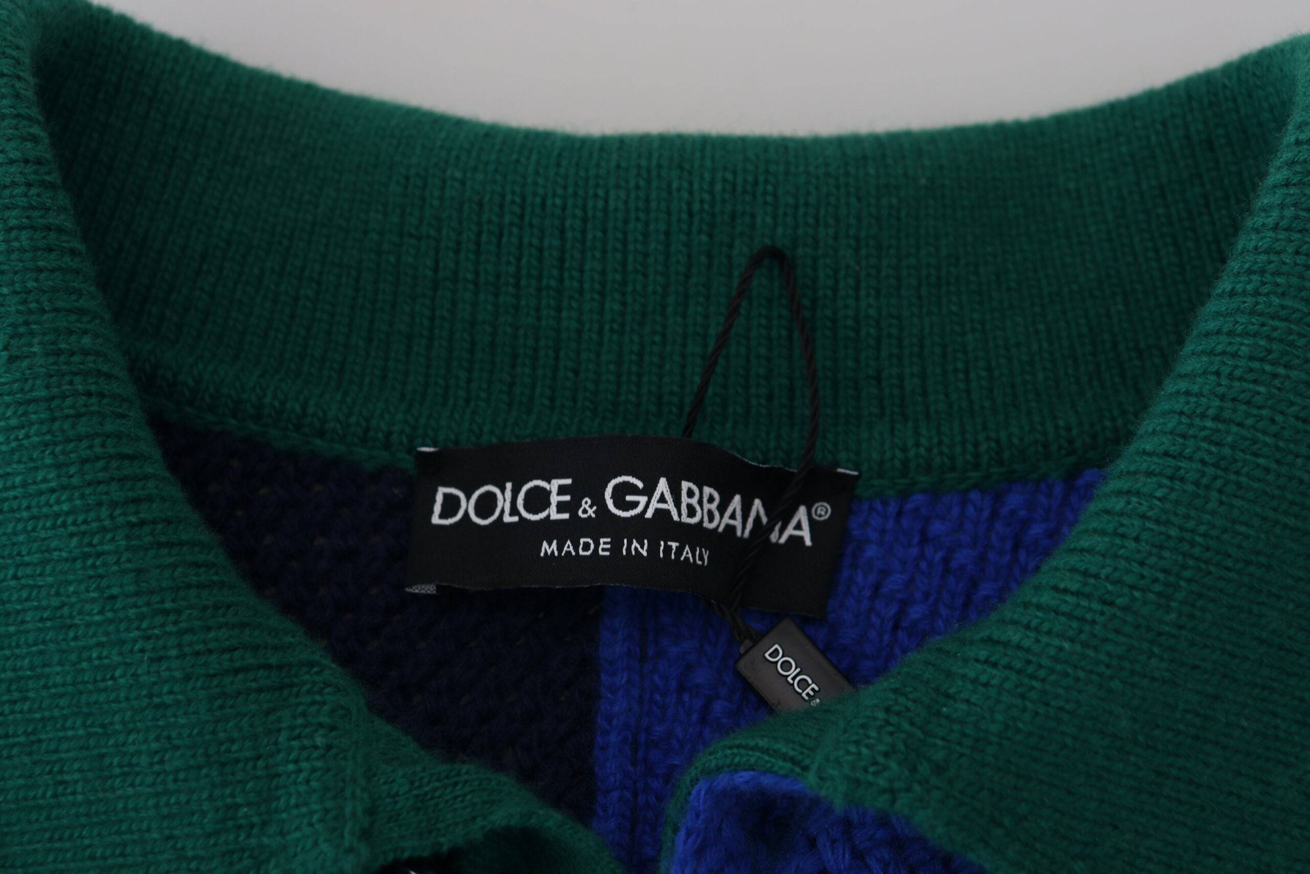 Pull en laine à rayures multicolores Dolce & Gabbana, pull-over élégant avec motif coloré, idéal pour un style chic et décontracté.