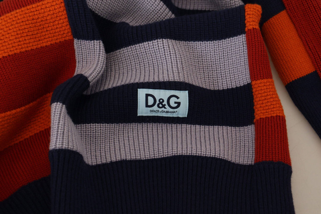 Pull en laine Dolce & Gabbana à rayures multicolores, pull-over élégant avec motif coloré, idéal pour un style sophistiqué.