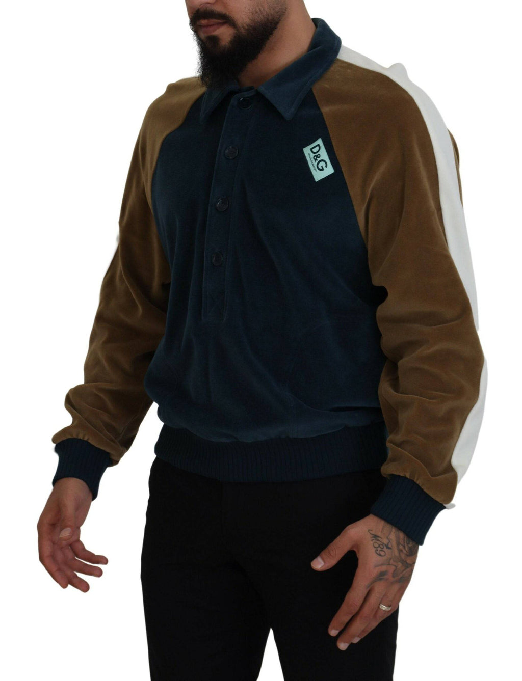 Pull à col en coton multicolore de Dolce & Gabbana, pull-over tendance avec détails colorés et design élégant.