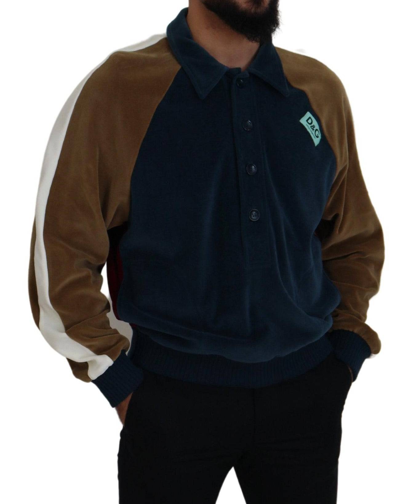 Pull à col en coton multicolore de Dolce & Gabbana, pullover chic avec détails colorés et style élégant.