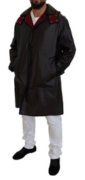 Veste trench noire Dolce & Gabbana avec capuche, coupe en coton et style élégant, vue de face sur la parka.