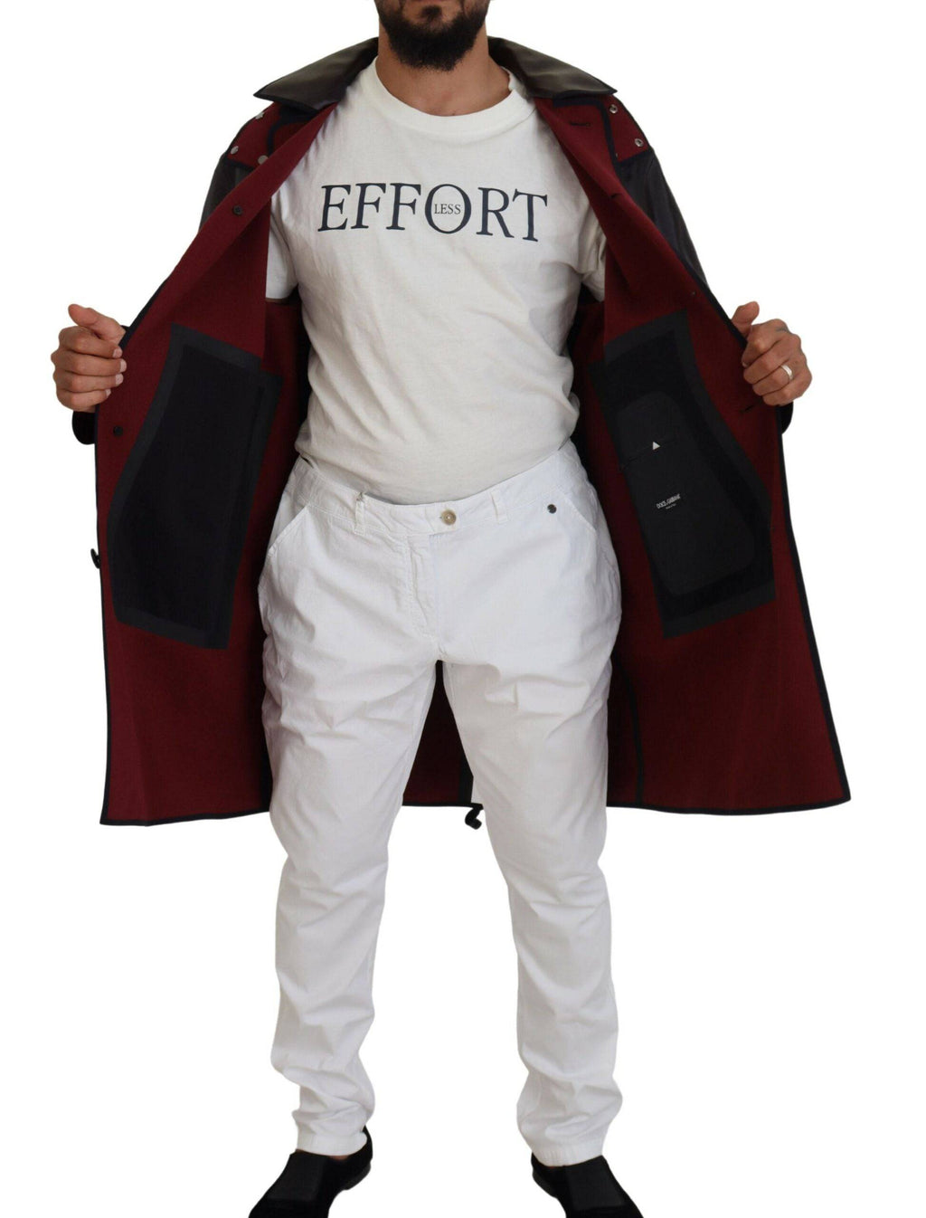 Imperméable noir Dolce & Gabbana avec capuche, coupe classique, en coton, pour un look élégant et décontracté.
