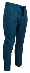 Pantalon chino en coton bleu de Dolce & Gabbana, pantalon décontracté pour homme, vue de face.