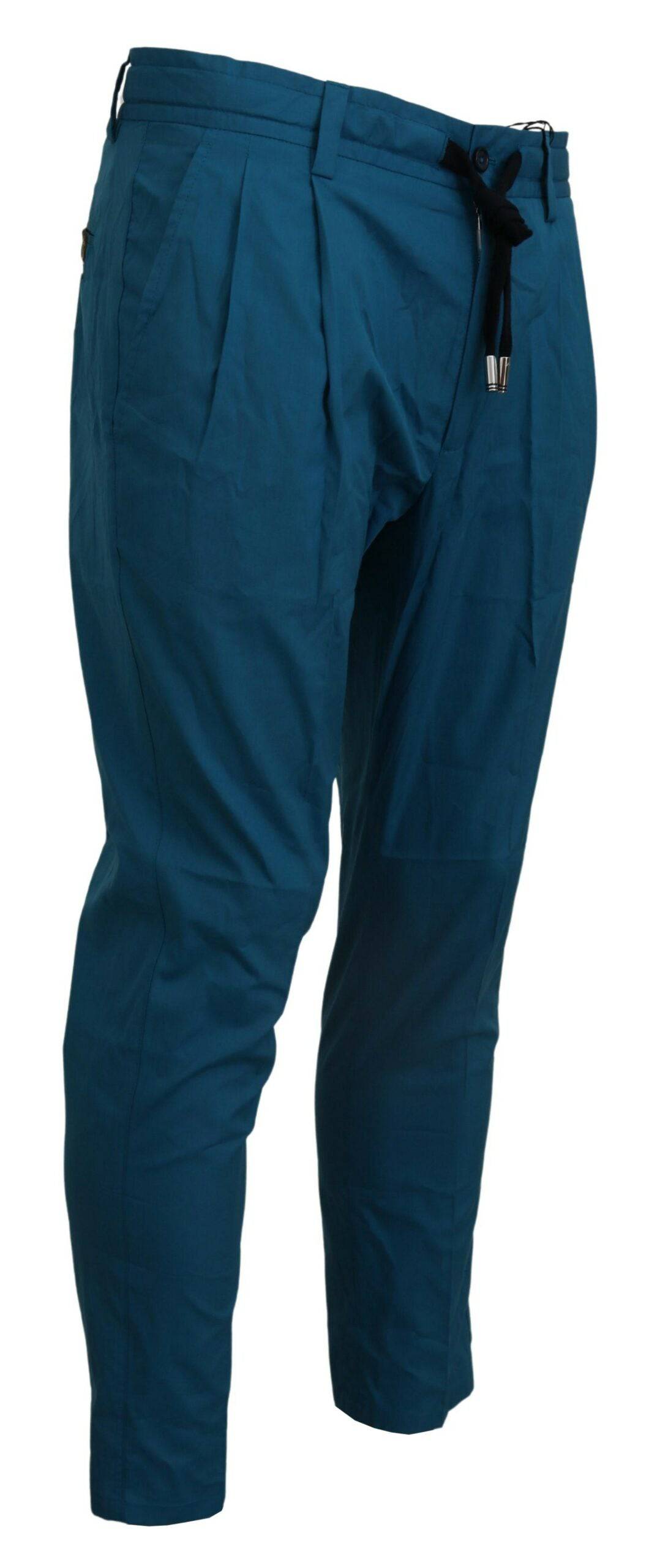 Pantalon chino en coton bleu de Dolce & Gabbana, pantalon décontracté pour homme, vue de face.