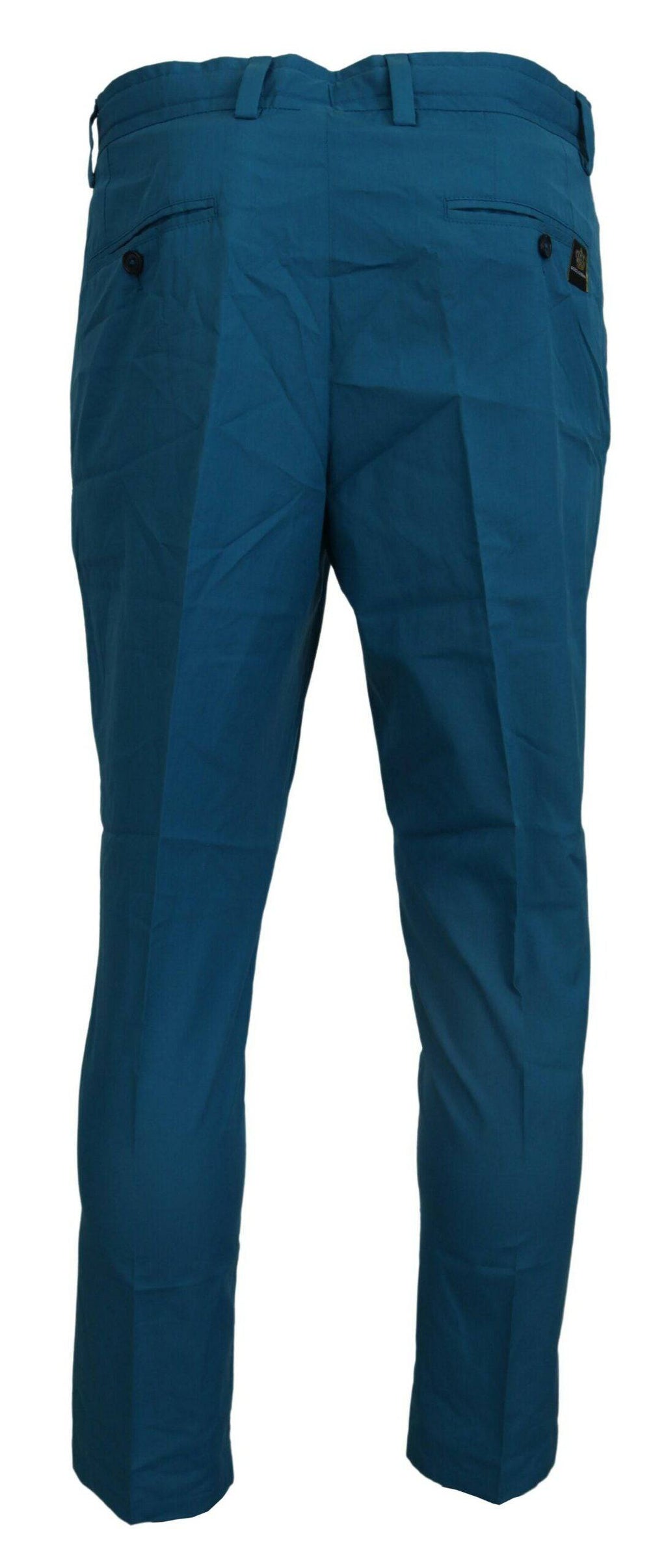 Pantalon chino en coton bleu Dolce & Gabbana, pantalon décontracté avec coupe classique et détails élégants.