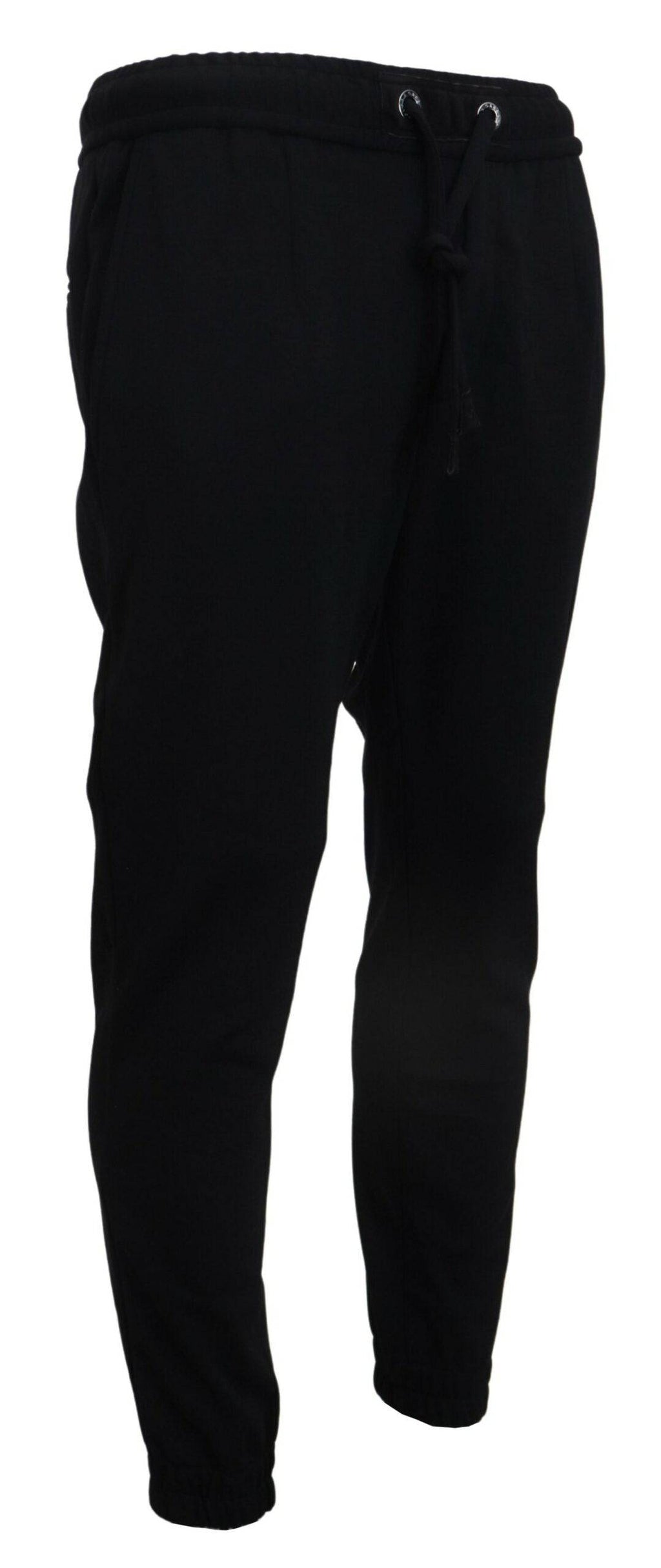 Pantalon de sport noir pour homme Dolce & Gabbana en laine, vêtement décontracté avec coupe moderne.