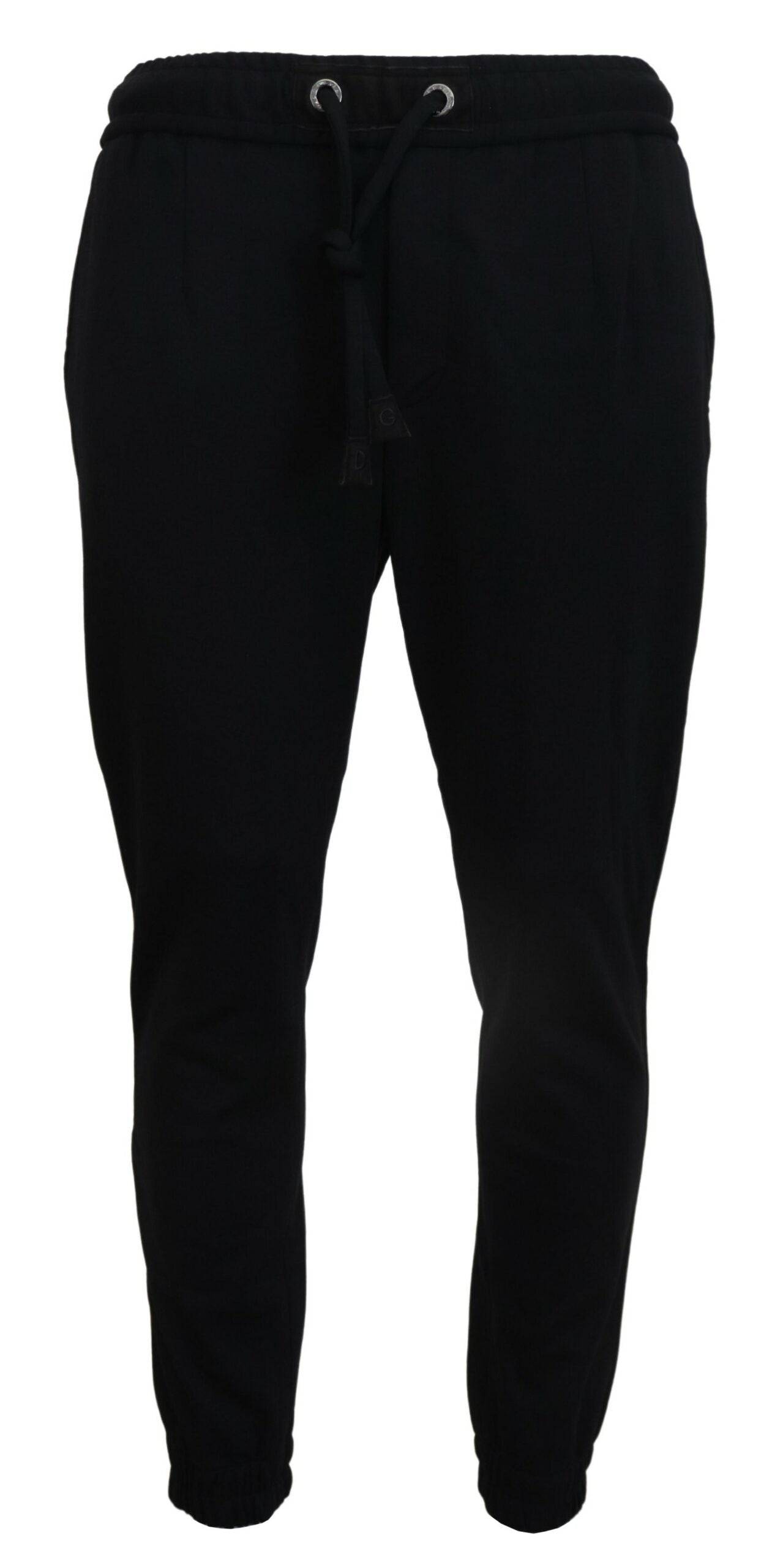 Pantalon de sport en laine noir pour homme de Dolce & Gabbana, coupe décontractée et style élégant.