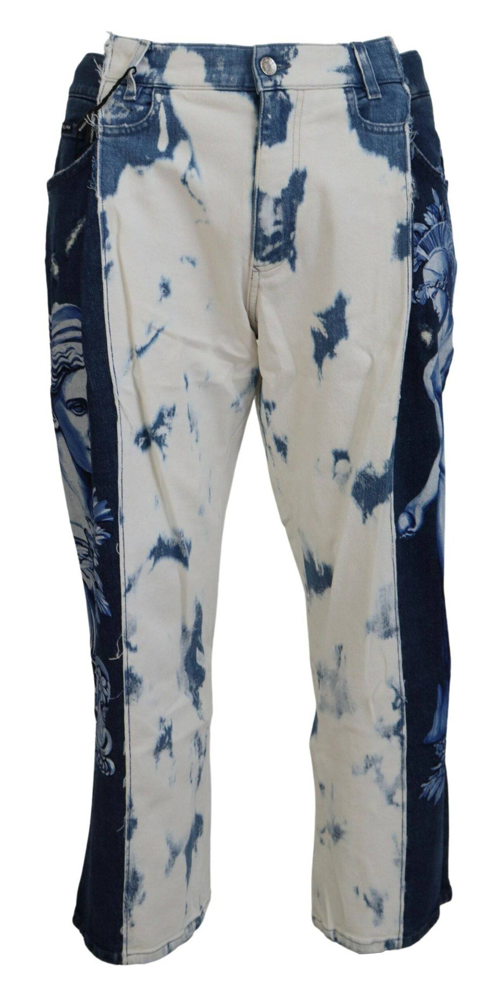 Jeans en denim coton bleu Dolce & Gabbana Ceasar, coupe décontractée et ample, visibles en gros plan.