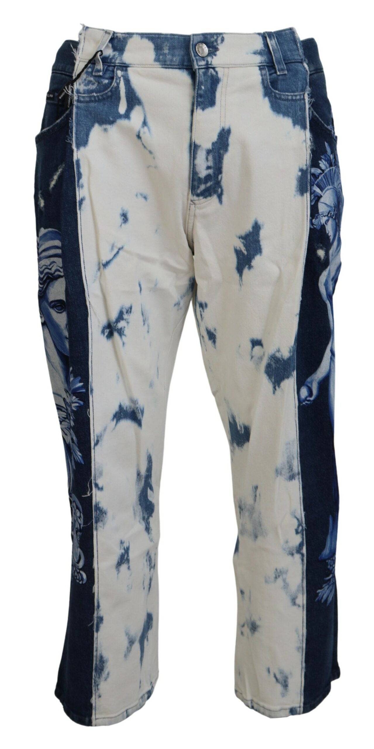 Jeans en denim coton bleu Dolce & Gabbana Ceasar, coupe décontractée et ample, visibles en gros plan.