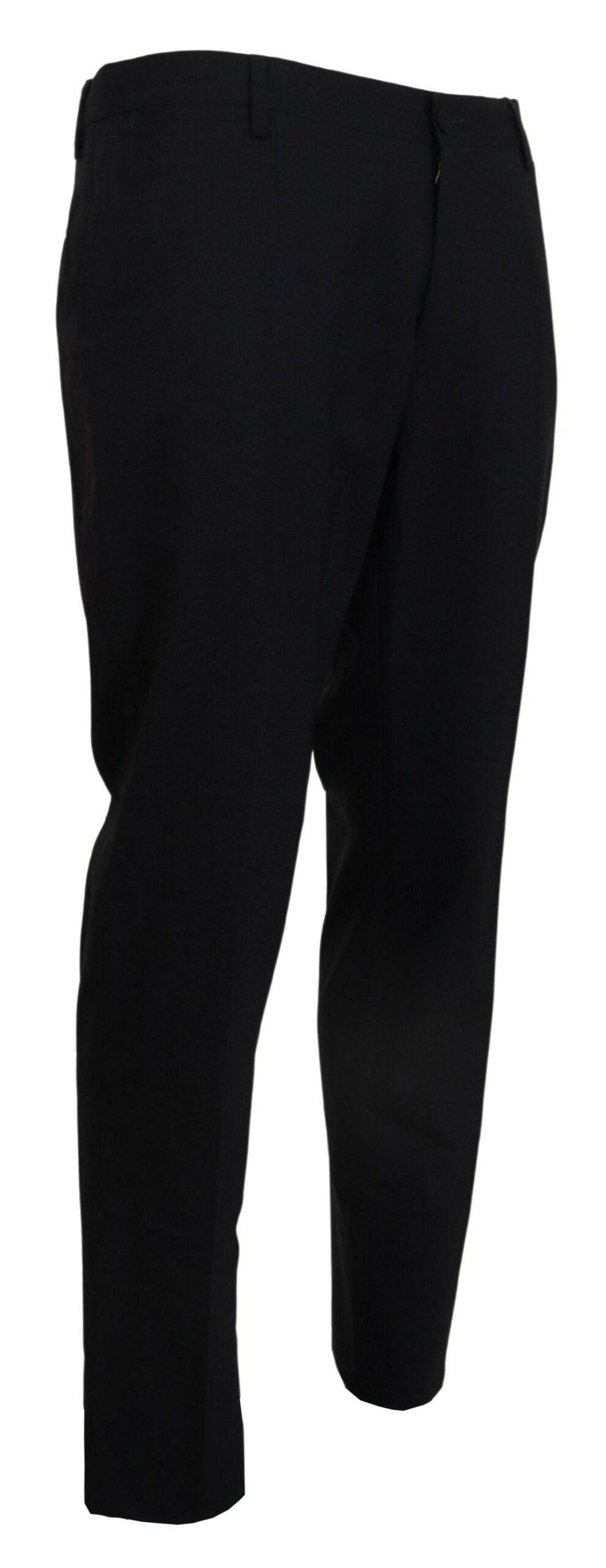 Robe longue grise en laine extensible de Dolce & Gabbana, coupe slim formelle et élégante.