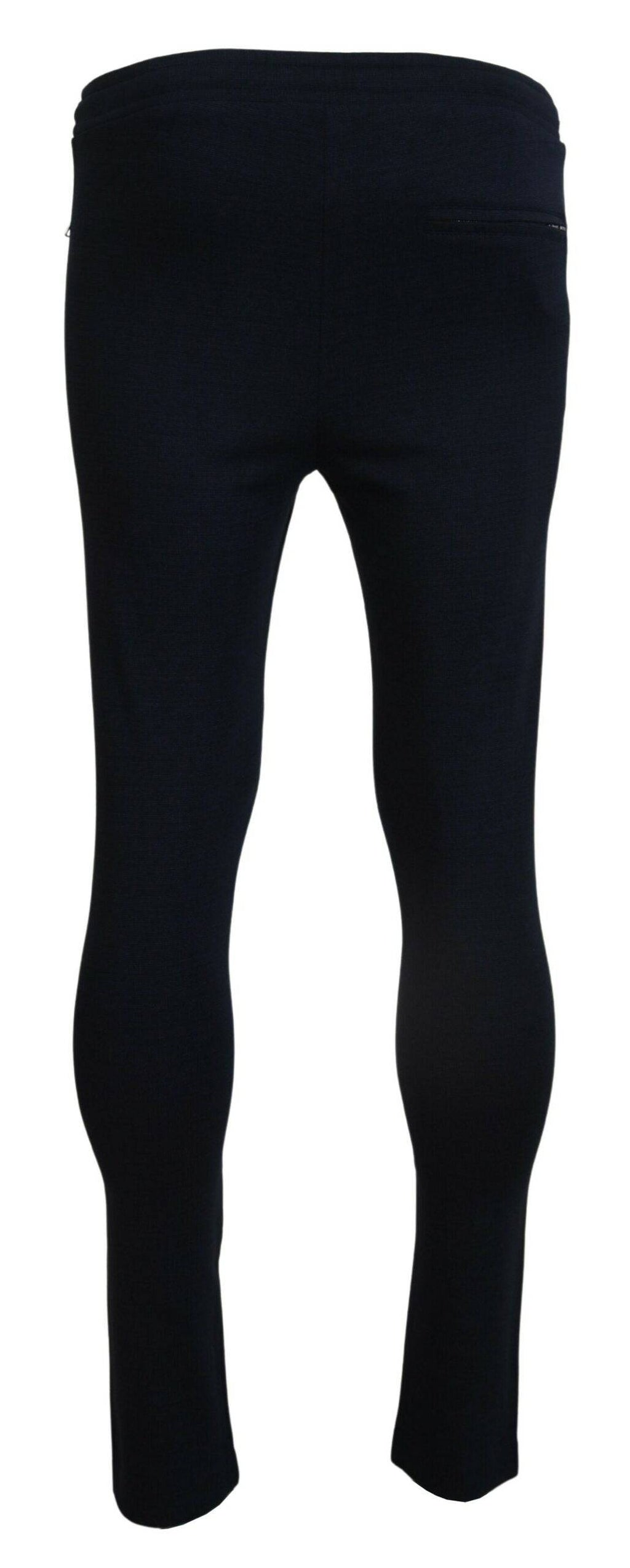 Pantalon de sport en coton bleu pour homme de Dolce & Gabbana, sweatpants décontractés avec logo.