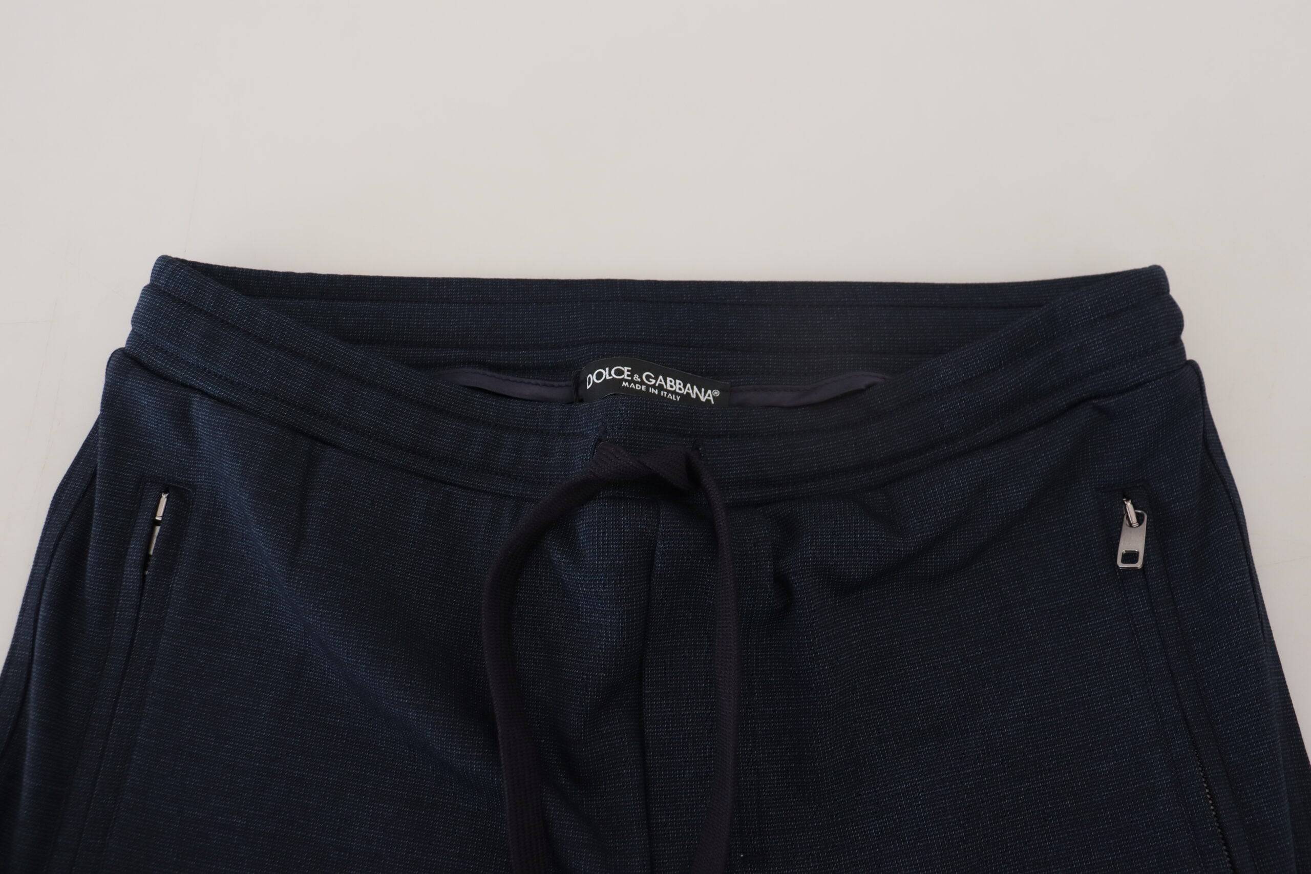 Pantalon de sport en coton bleu pour homme de Dolce & Gabbana, style décontracté et confortable.