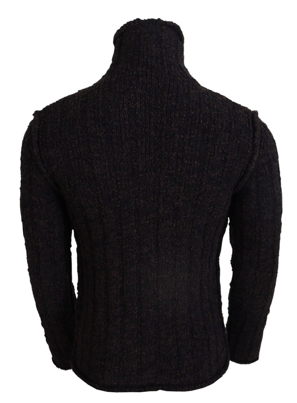 Pull en laine marron Dolce & Gabbana à col roulé, confortable et élégant, avec une texture tricotée visible.