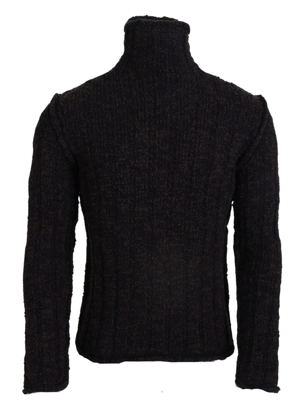 Pull en laine marron Dolce & Gabbana à col roulé, pull-over chaud et élégant avec texture tricotée.