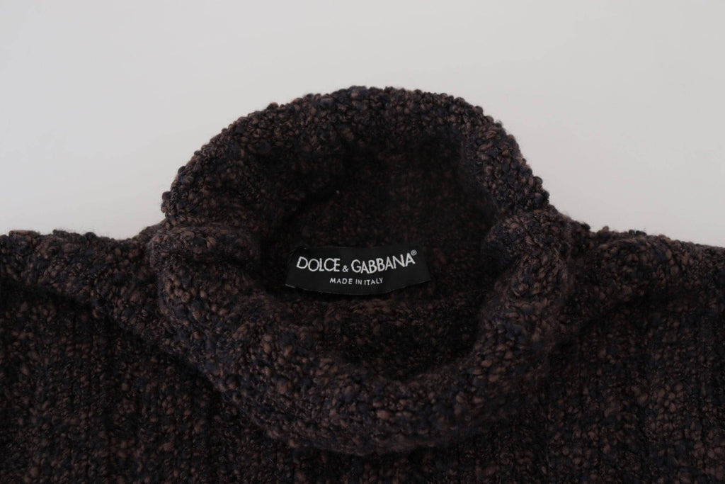 Pull à col roulé en laine marron Dolce & Gabbana, pull-over en tricot chaud et élégant, idéal pour l'automne et l'hiver.