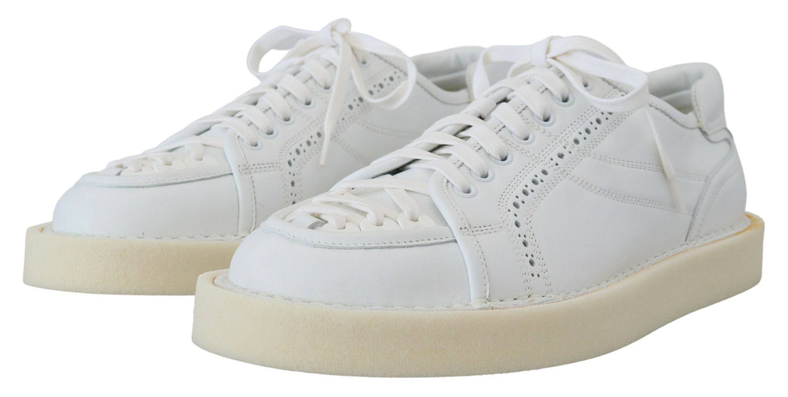 Chaussures Casual Dolce & Gabbana, baskets basses en cuir blanc, style Oxford, chaussures décontractées pour homme