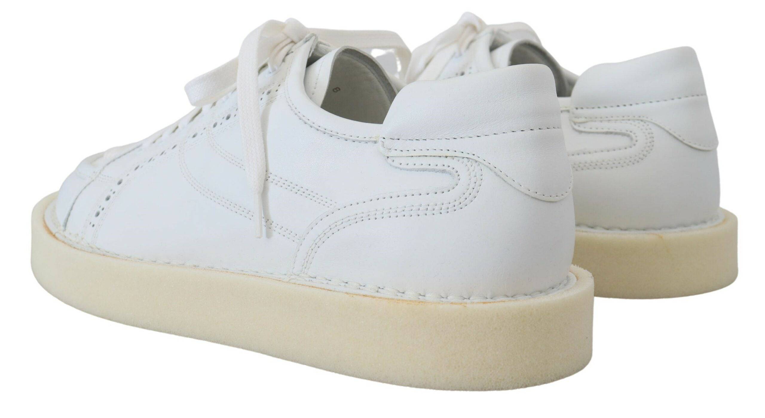 Chaussures décontractées en cuir blanc Dolce & Gabbana, baskets basses Oxford élégantes pour homme.