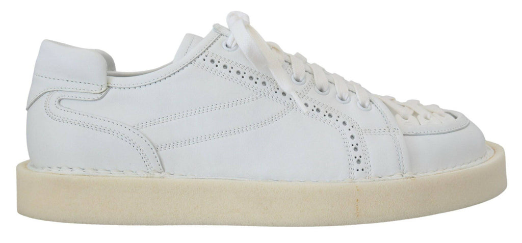 Chaussures décontractées Dolce & Gabbana, sneakers en cuir blanc à lacets, low top Oxford pour homme.