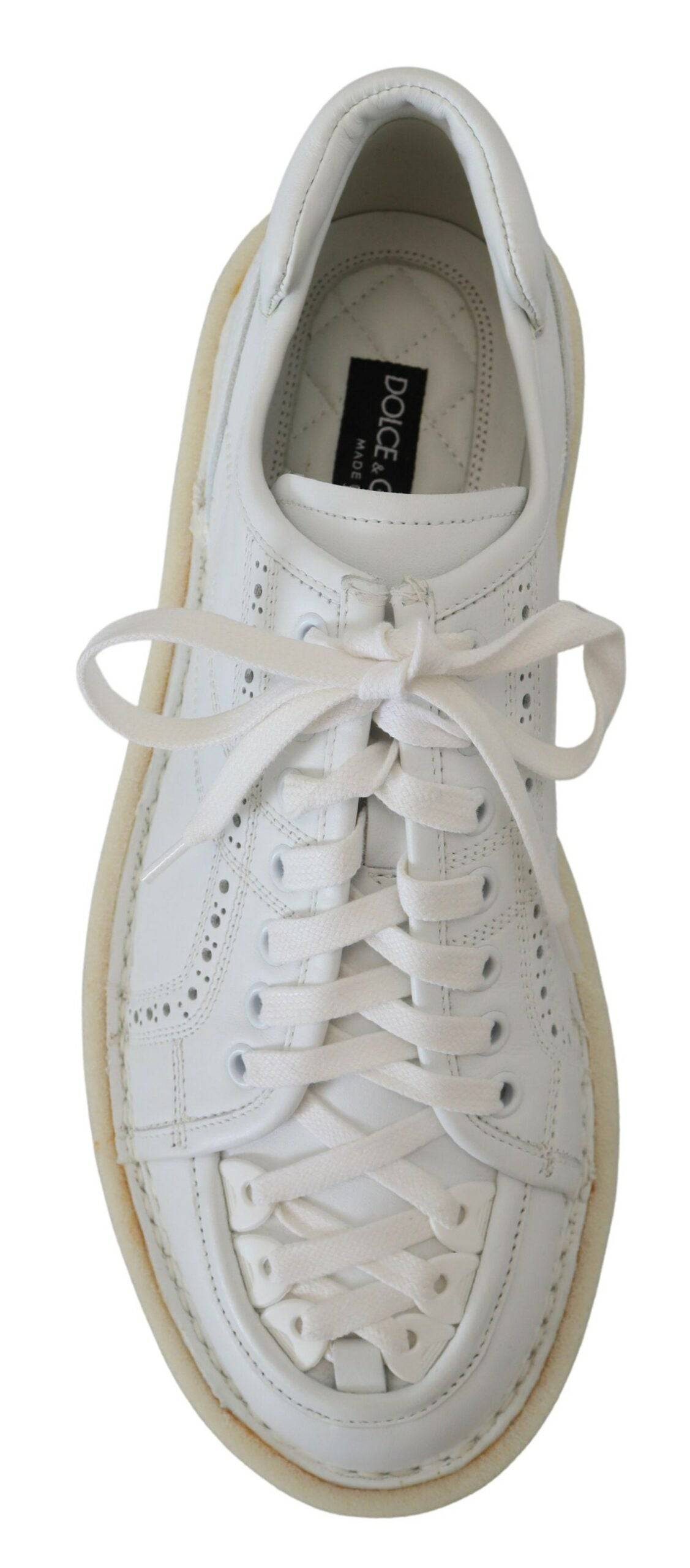 Chaussures décontractées Dolce & Gabbana, baskets basses en cuir blanc avec lacets, style Oxford pour homme.