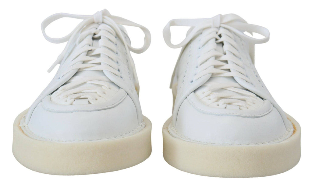 Chaussures sneakers basses en cuir blanc Dolce & Gabbana, baskets décontractées pour homme, style élégant et moderne