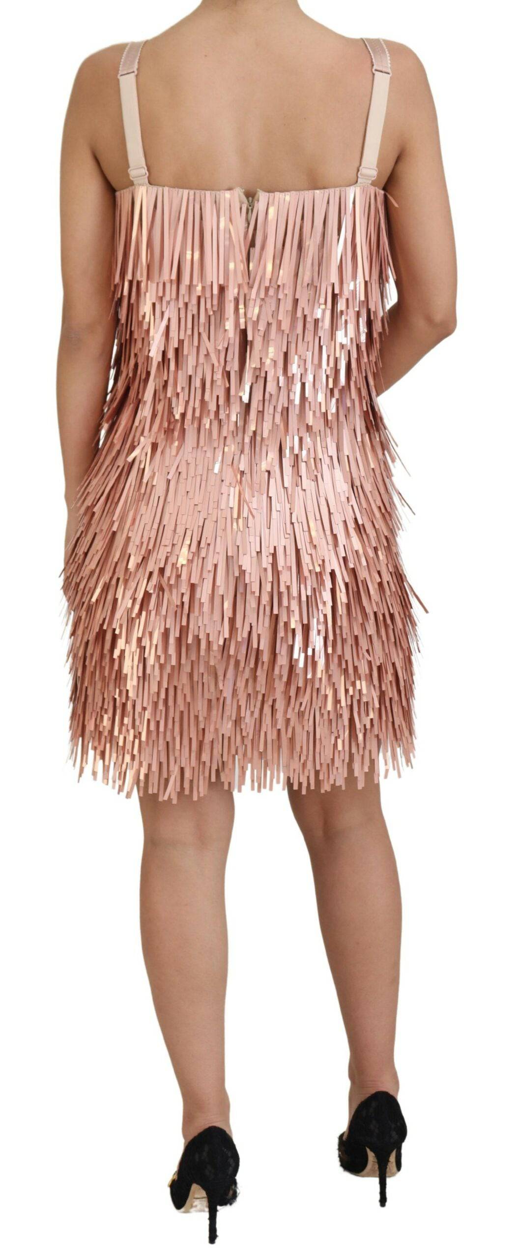 Robe sans manches rose en tinsel de Dolce & Gabbana, style décontracté et tendance, avec coupe en A.