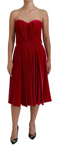Robe bustier en viscose rose de Dolce & Gabbana, coupe évasée et bretelles fines, élégante et tendance.