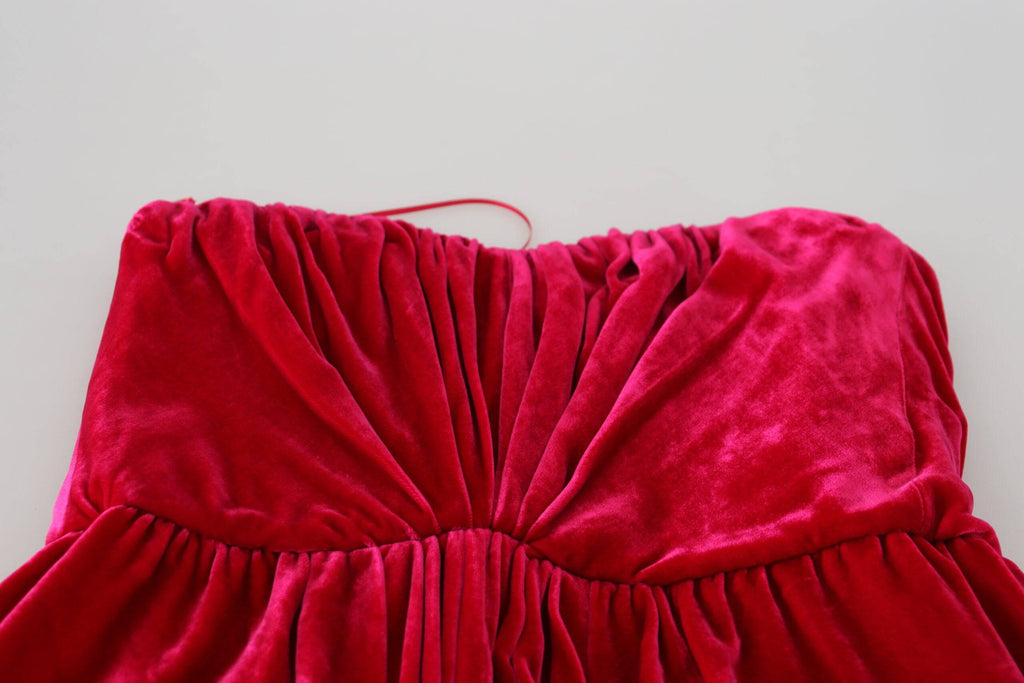 Robe bustier en viscose rose de style A-line de Dolce & Gabbana, sans bretelles, élégante et fluide.