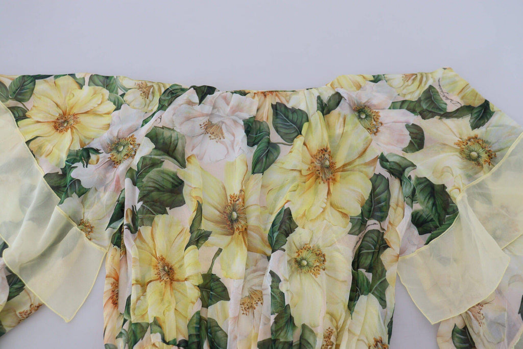 Robe longue maxi en soie multicolore à imprimé floral de Dolce & Gabbana, élégante et fluide, pour un style sophistiqué.