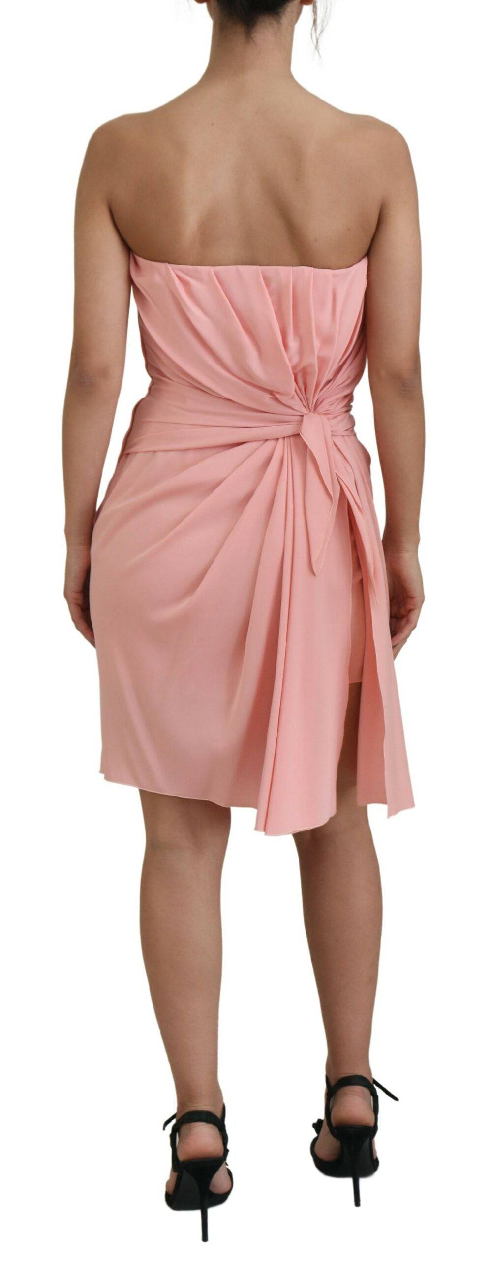 Robe bustier en soie rose de Dolce & Gabbana, robe courte élégante sans bretelles avec coupe ajustée.