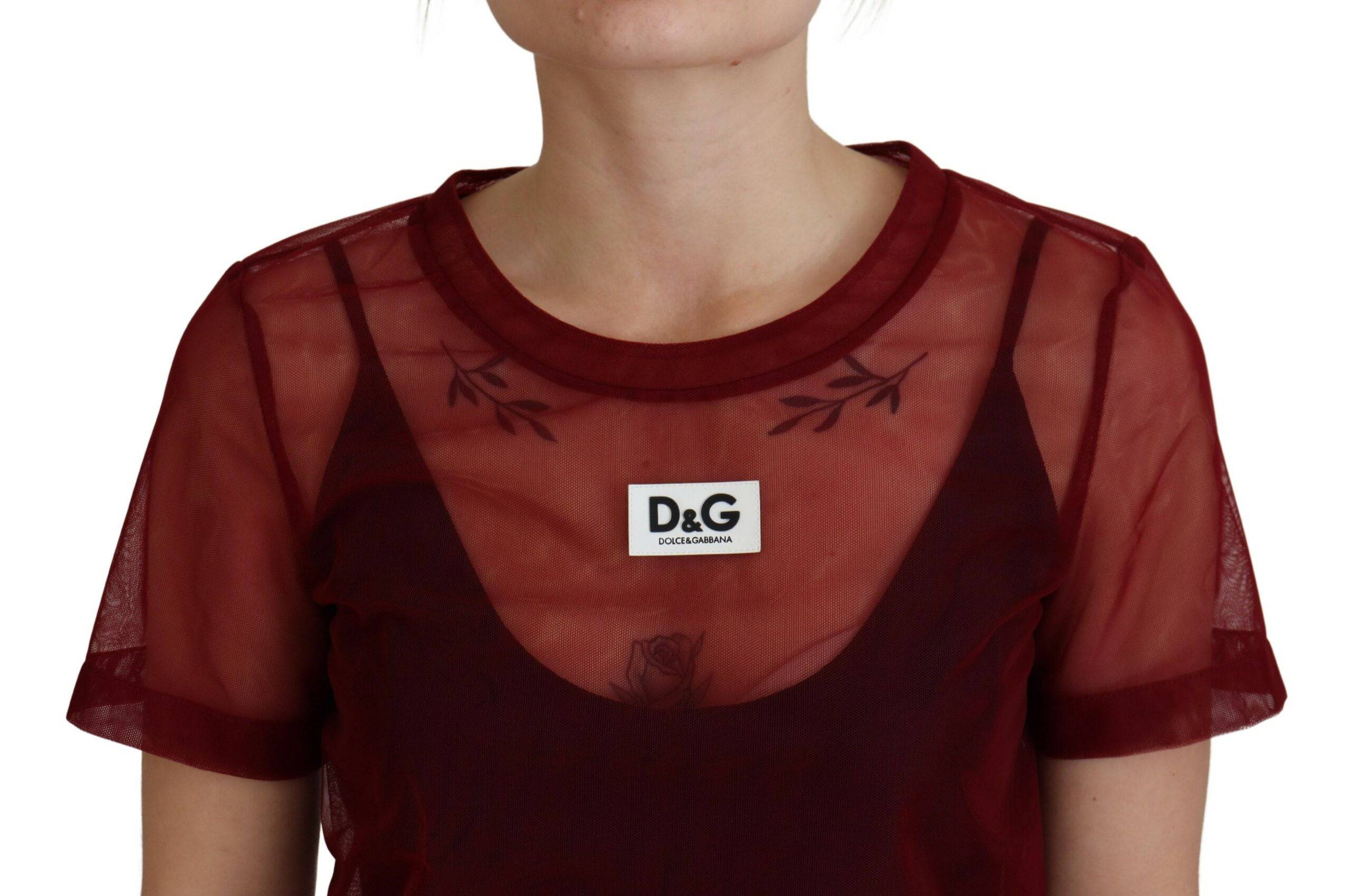 Robe Mini en nylon bordeaux à deux couches de Dolce & Gabbana, vêtement élégant et moderne pour femmes.