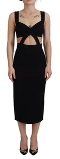 Robe midi moulante en viscose noire de Dolce & Gabbana, silhouette élégante et ajustée, idéale pour une tenue sophistiquée.