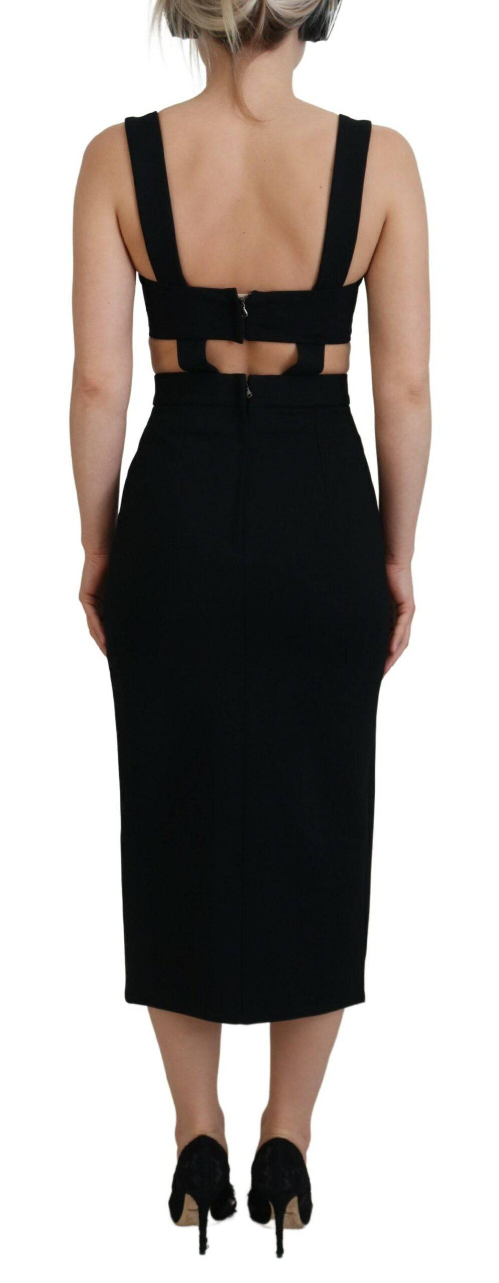 Robe midi noire en viscose Dolce & Gabbana, robe moulante et élégante, ajustée au corps, avec un style sophistiqué.