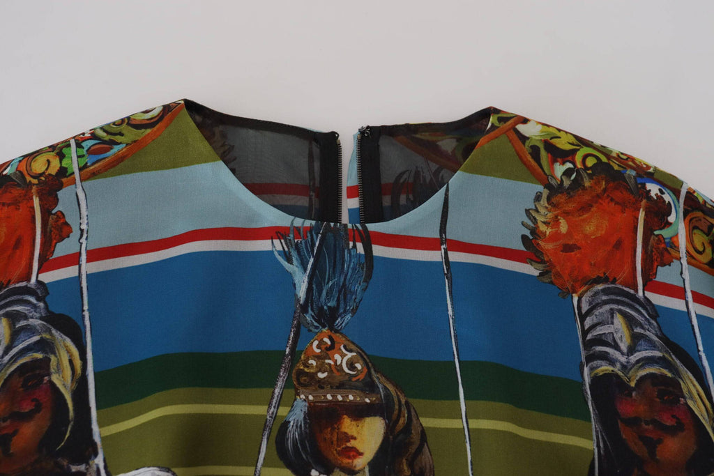 Robe longue en soie multicolore Dolce & Gabbana Sicily A-line, élégante et fluide, avec un motif coloré sophistiqué.