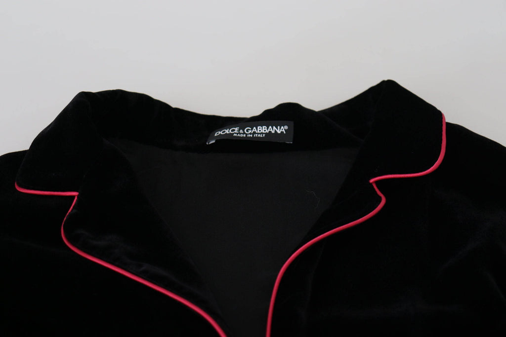 Blazer noir en viscose Dolce & Gabbana avec boutons et ceinture, élégante veste pour femmes.