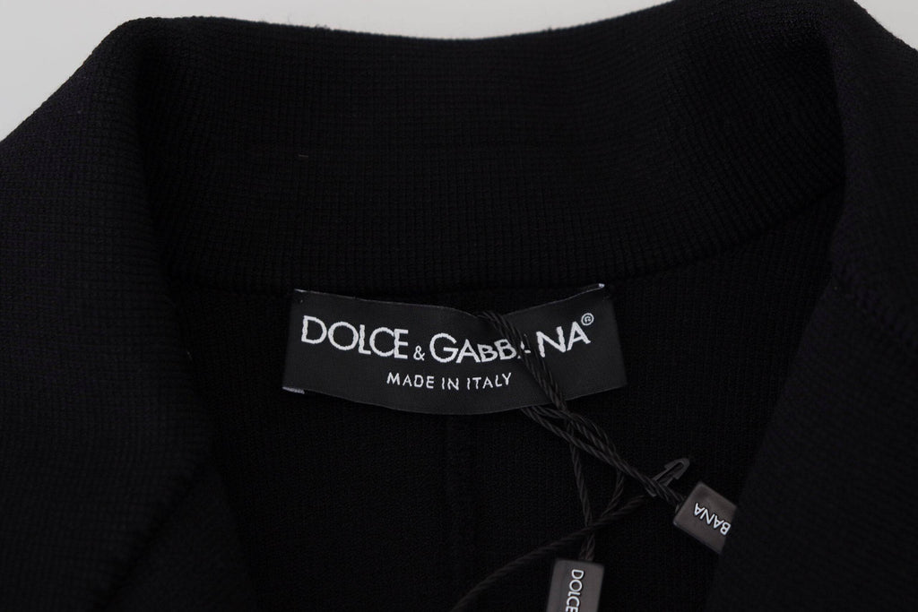Cardigan blazer noir Dolce & Gabbana à boutons en viscose, veste élégante avec poches et col classique.