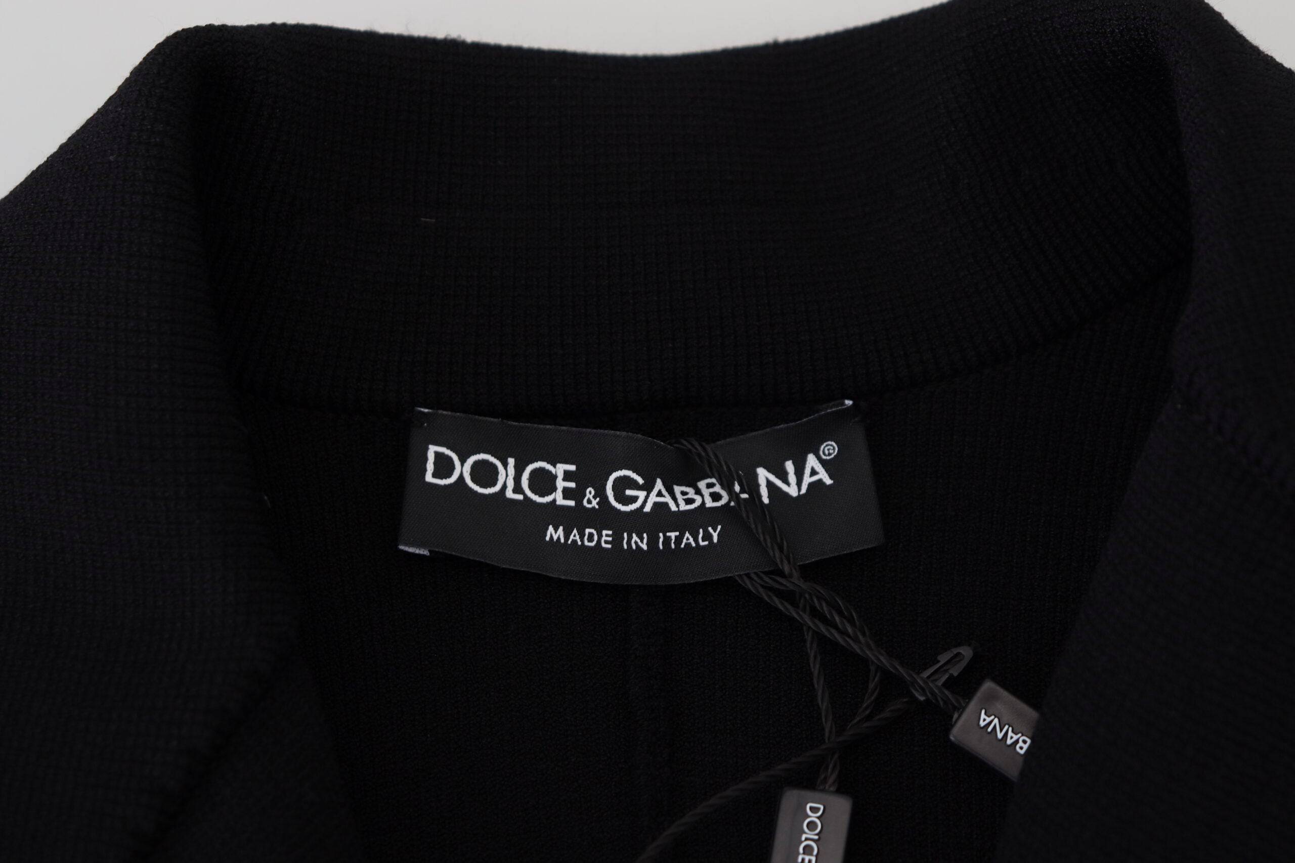 Cardigan blazer noir Dolce & Gabbana à boutons en viscose, veste élégante avec poches et col classique.