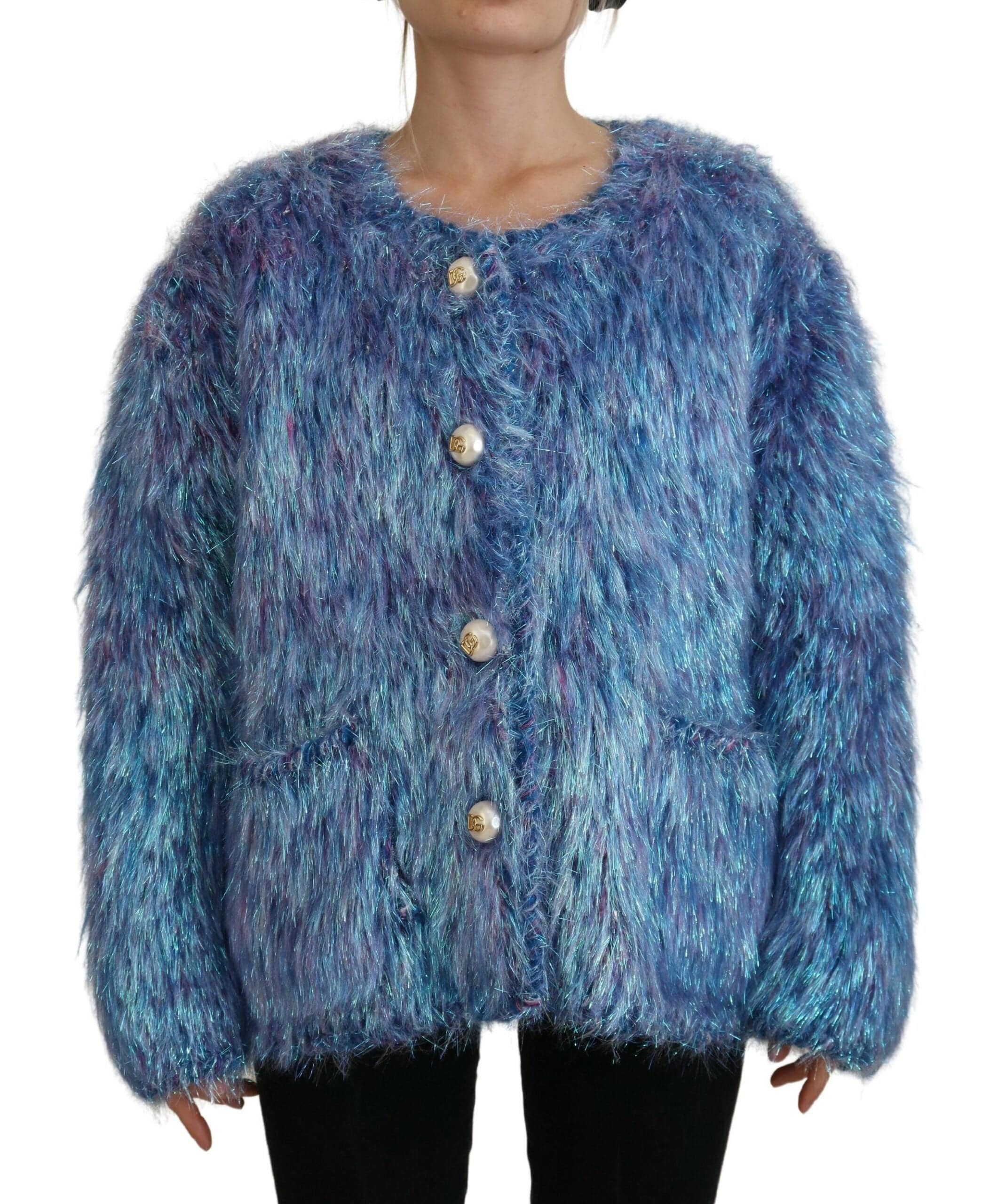 Manteau Dolce & Gabbana en polyester multicolore avec franges, veste élégante et tendance, vue de face.