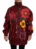 Veste femme Dolce & Gabbana en polyester marron avec motif floral, zip complet, style élégant et moderne.