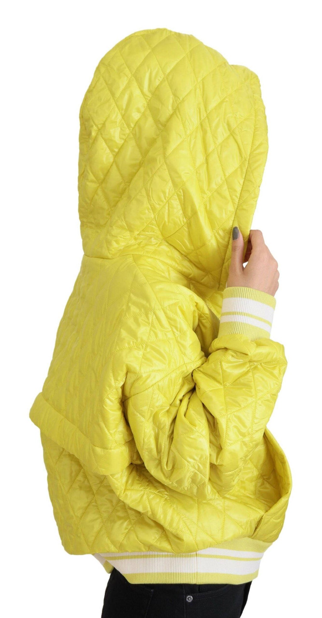 Veste à capuche en nylon matelassé jaune Dolce & Gabbana, coupe décontractée, avec logo discret, pour un style tendance.