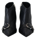 Bottes noires en cuir matelassé avec boucle à la cheville, Dolce & Gabbana Devotion, style élégant et sophistiqué.