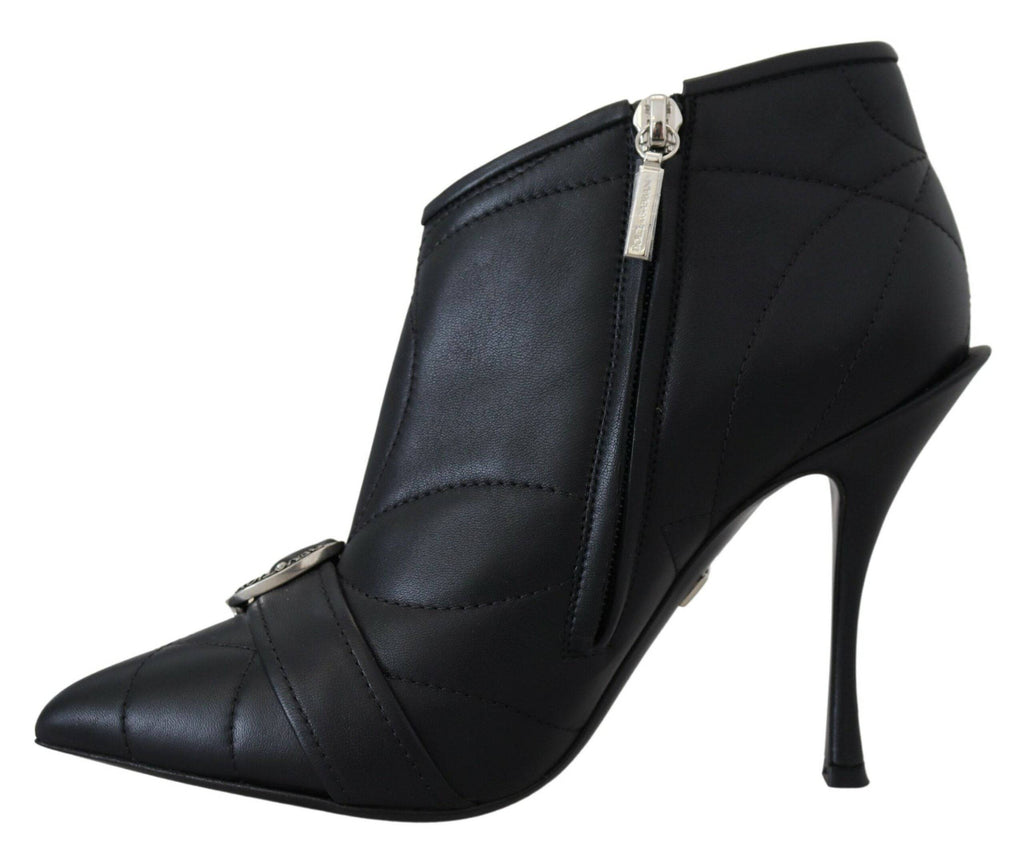 Bottes ankle Dolce & Gabbana noires Devotion en cuir matelassé avec boucle, semelle en caoutchouc.