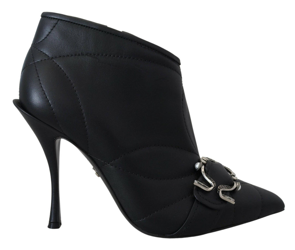 Bottes noires Dolce & Gabbana Devotion à cheville, matelassées avec boucle, style élégant et moderne.