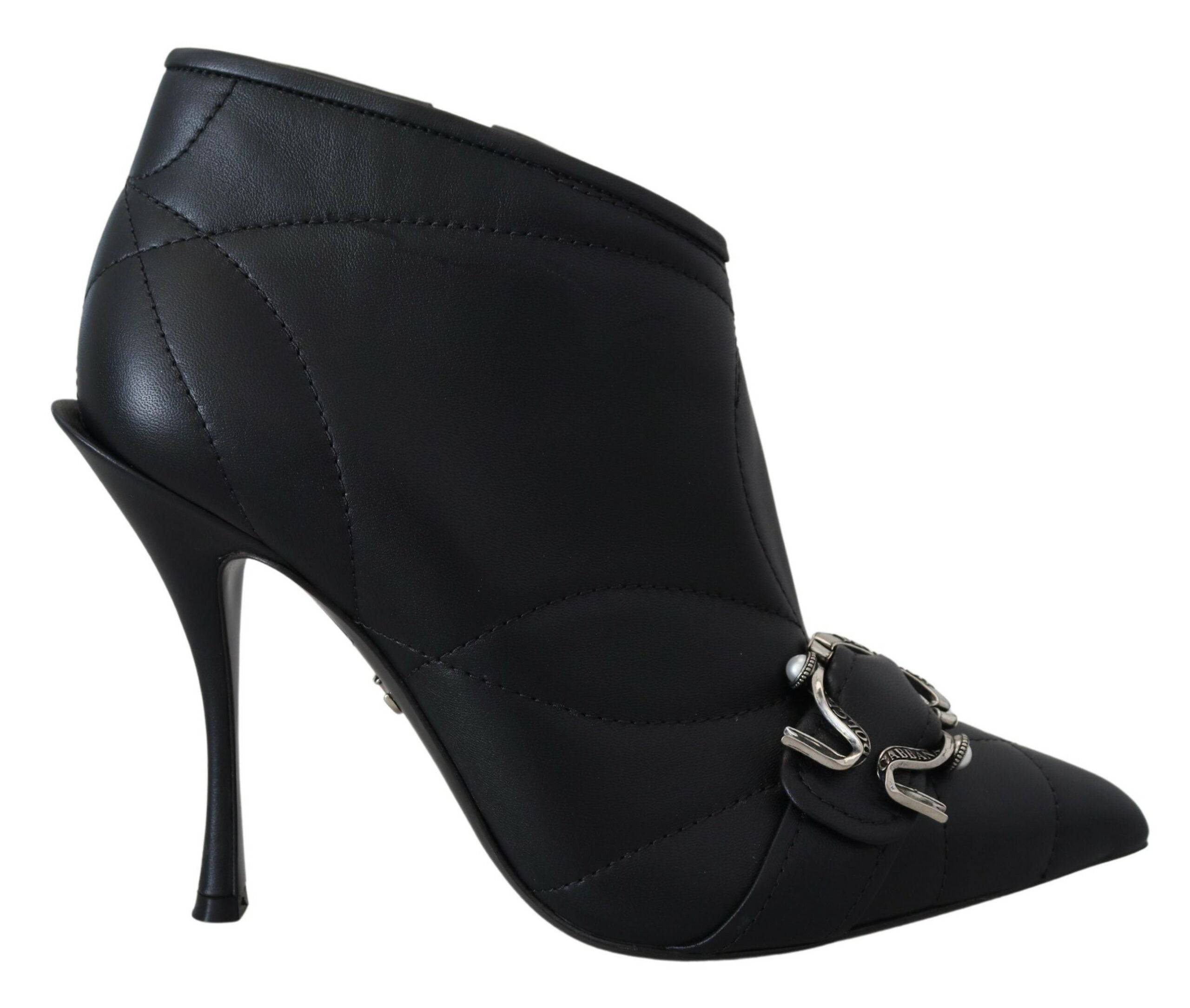 Bottes noires Dolce & Gabbana Devotion à cheville, matelassées avec boucle, style élégant et moderne.