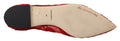 Chaussures plates Dolce & Gabbana Taormina en rouge avec cristaux, mocassins élégants pour femmes.