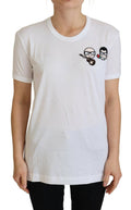 T-shirt blanc Dolce & Gabbana #dgfamily en coton avec col rond, vue de face.