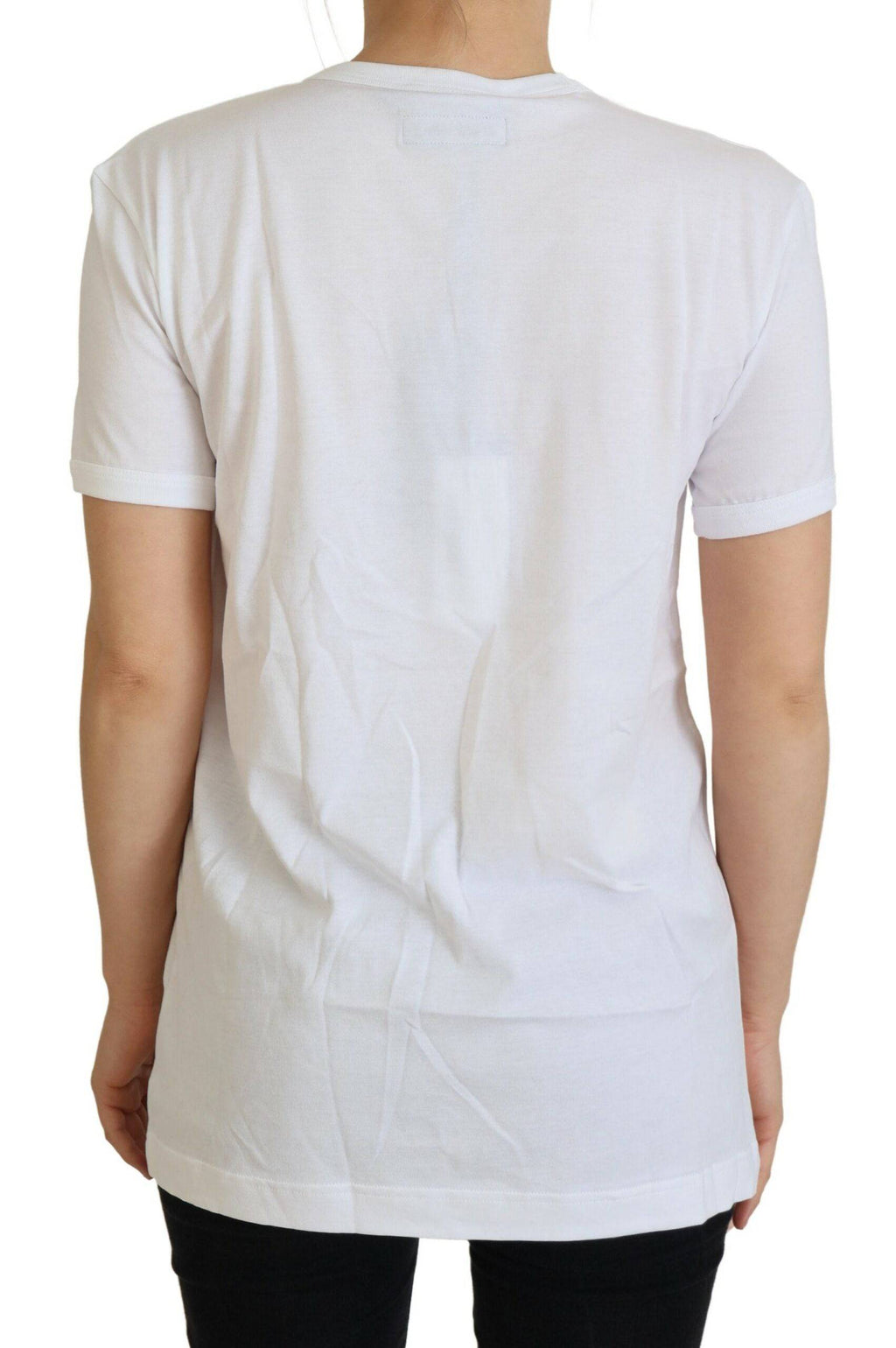 T-shirt blanc Dolce & Gabbana #dgfamily en coton avec col rond, vue de face.