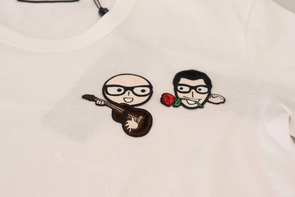 T-shirt blanc Dolce & Gabbana #dgfamily en coton avec col rond, vue de face, affichant le logo sur la poitrine.
