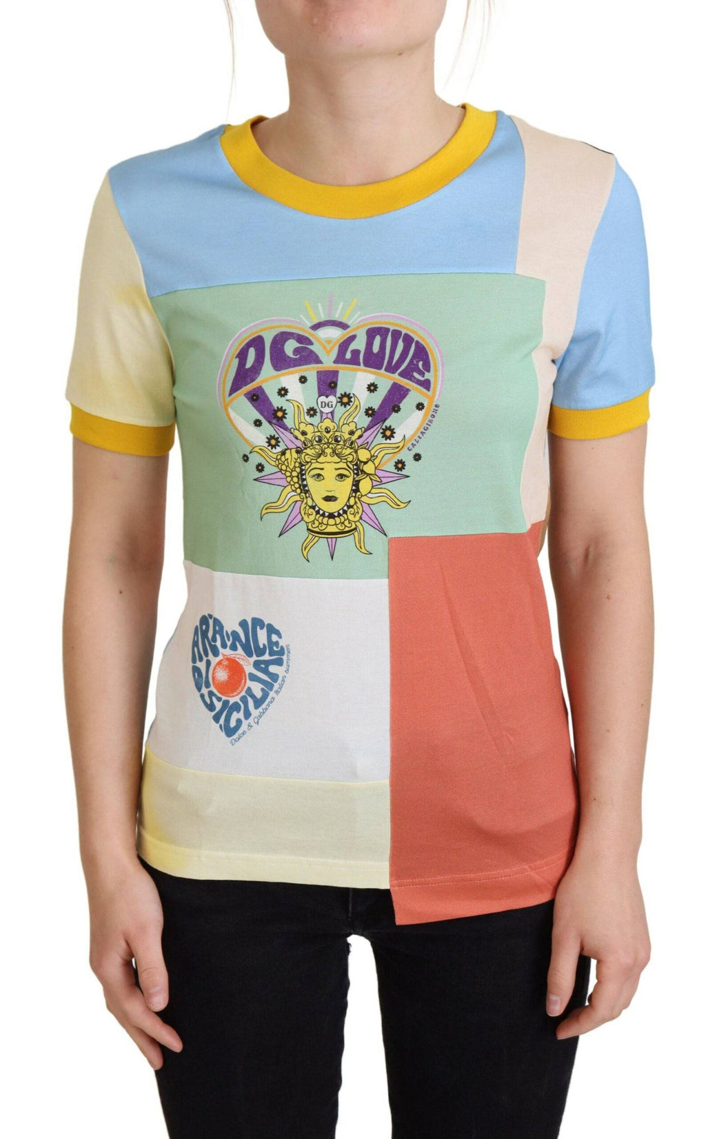 Patchwork en coton multicolore Dolce & Gabbana DG Love, motif coloré et détails contrastés visible sur ce vêtement.