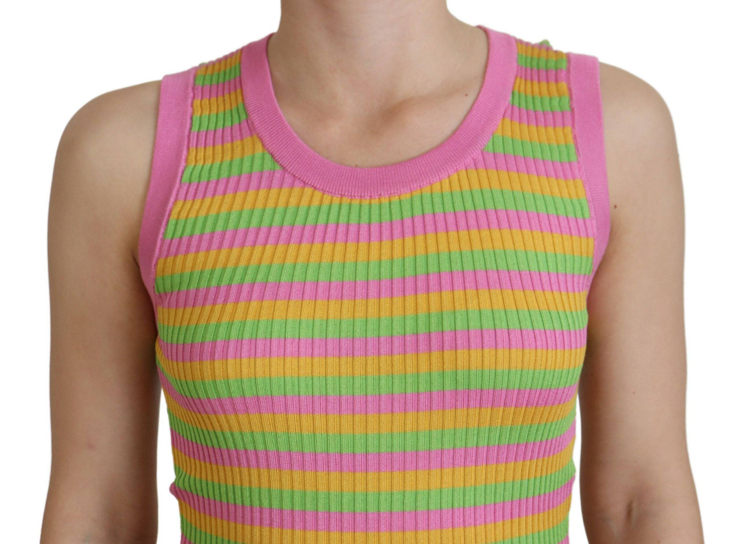 Débardeur en soie multicolore Dolce & Gabbana, pull-over sans manches avec motif coloré et élégant.