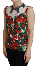 Débardeur en laine blanc à fleurs Dolce & Gabbana, gilet sans manches avec dentelle élégante, parfait pour un style sophistiqué